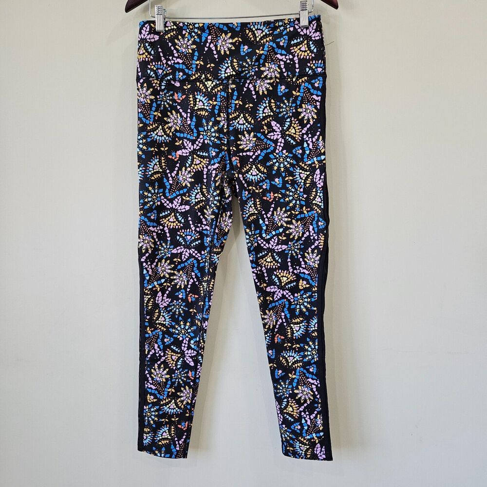 Free People Movement Liza Illusion Legging Large Multicolor Sheer Mesh High Rise